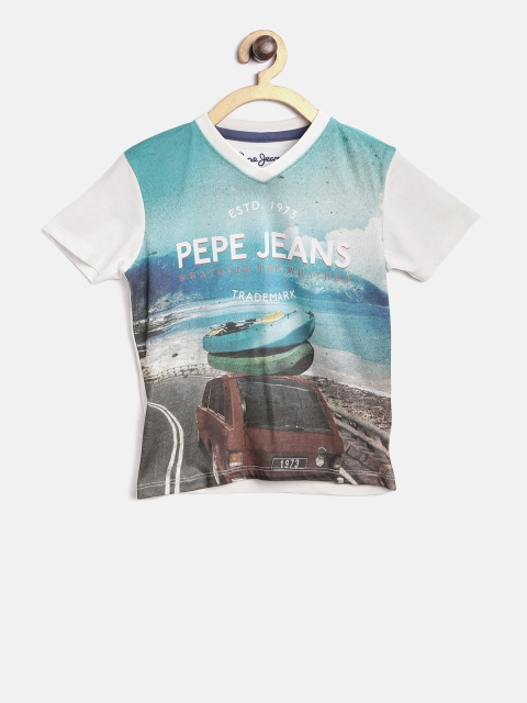 

Pepe Jeans Boys Blue Printed V-Neck T-shirt