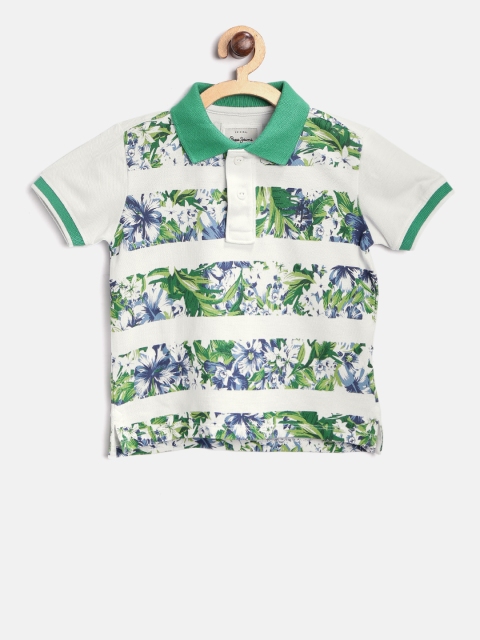 

Pepe Jeans Boys White & Green Printed Polo Collar T-shirt