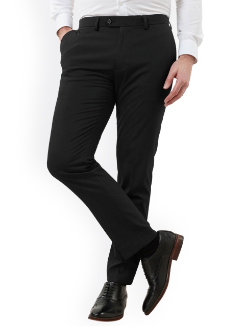 

next Men Black Slim Fit Solid Formal Trousers