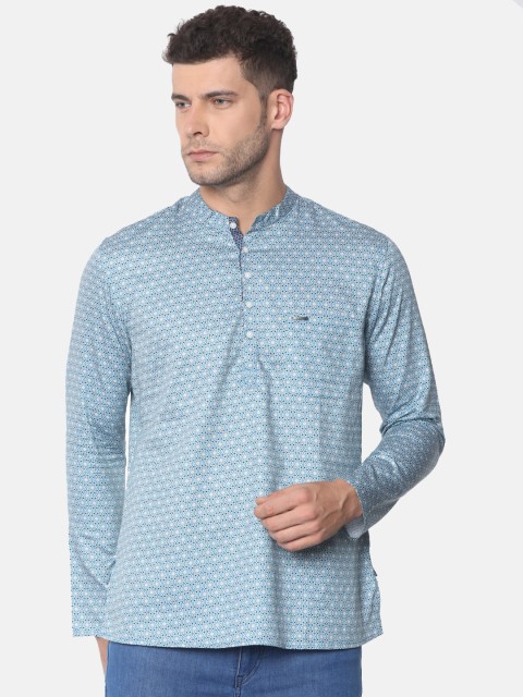 

Peter England Men Blue Printed Straight Kurta