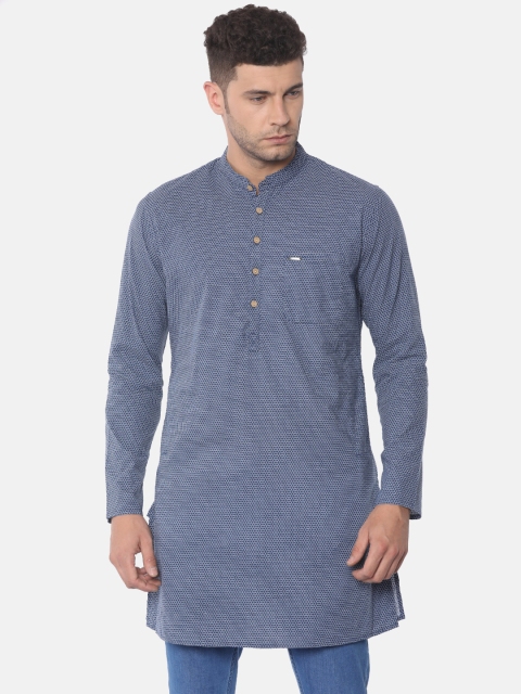 

Peter England Men Blue Printed Straight Kurta