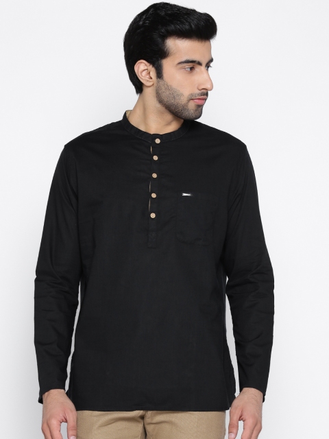 

Peter England Men Black Solid Straight Kurta