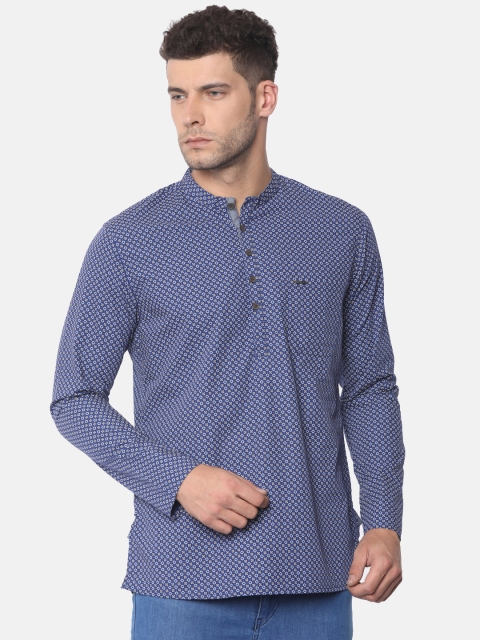 

Peter England Men Blue Printed Straight Kurta