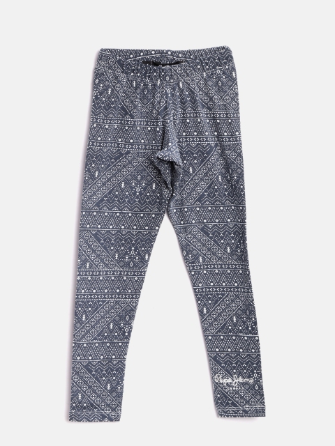 

Pepe Jeans Girls Navy & White Printed Leggings, Navy blue