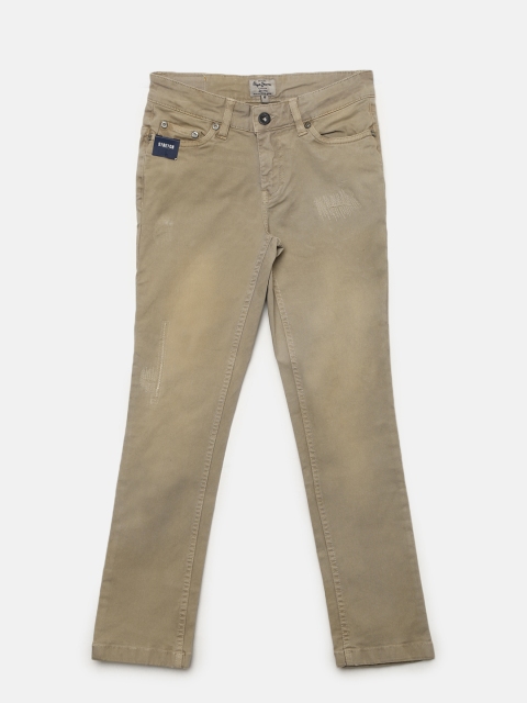 

Pepe Jeans Boys Khaki Regular Fit Mid-Rise Low Distress Stretchable Jeans