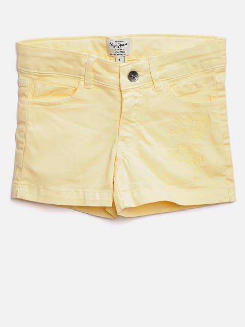 

Pepe Jeans Girls Yellow Embroidered Detail Denim Shorts