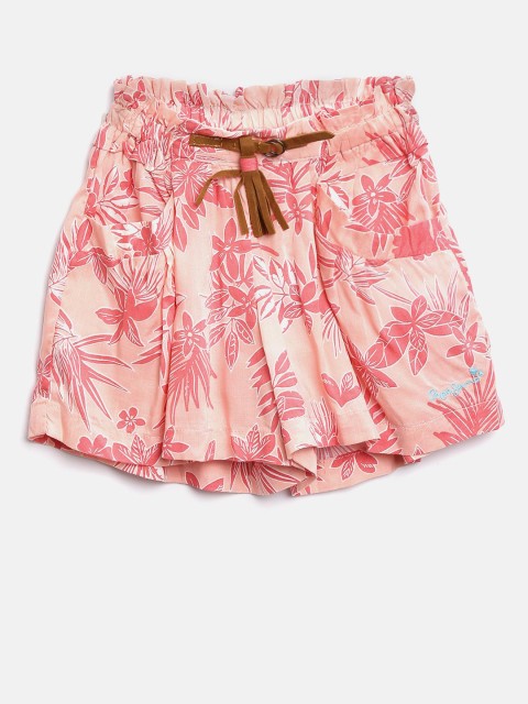 

Pepe Jeans Girls Peach-Coloured & Pink Floral Print Shorts