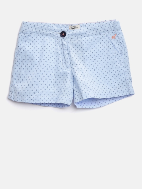 

Pepe Jeans Girls Blue Printed Shorts