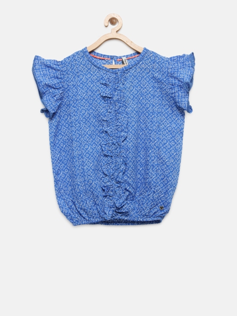 

Pepe Jeans Girls Blue Printed Blouson Top