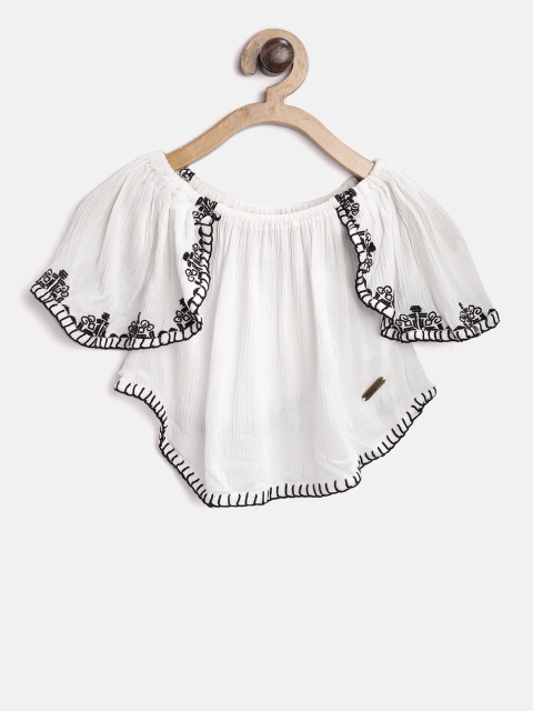 

Pepe Jeans Girls Off-White Solid Bardot Top