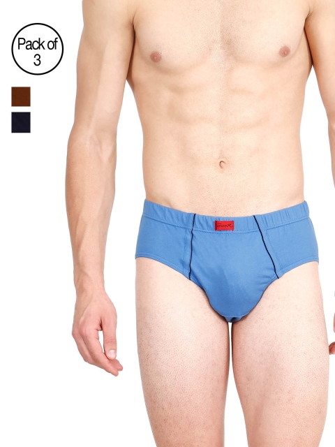 

GENX Men Pack of 3 Solid Low Rise Regular Fit Assorted Briefs, Blue