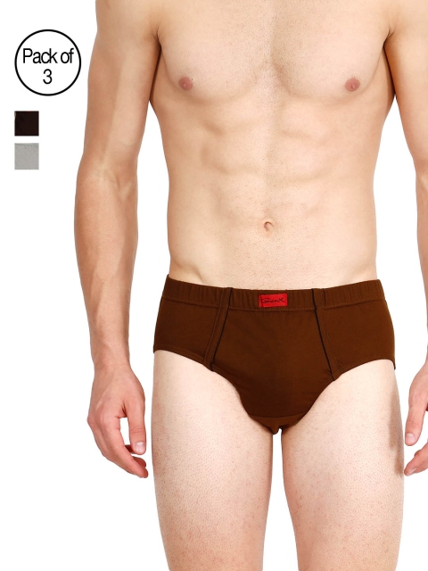 

GENX Men Pack of 3 Solid Low Rise Regular Fit Assorted Briefs, Brown