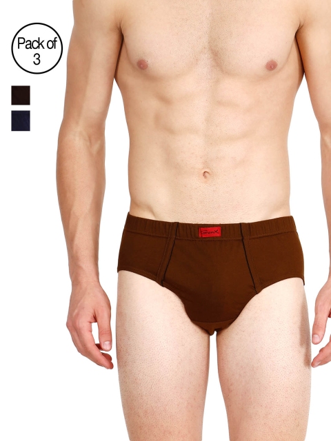 

GENX Men Pack of 3 Solid Low Rise Regular Fit Assorted Briefs, Brown