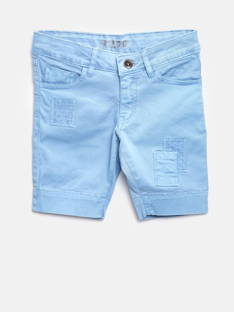 

Pepe Jeans Girls Blue Solid Regular Fit Capris