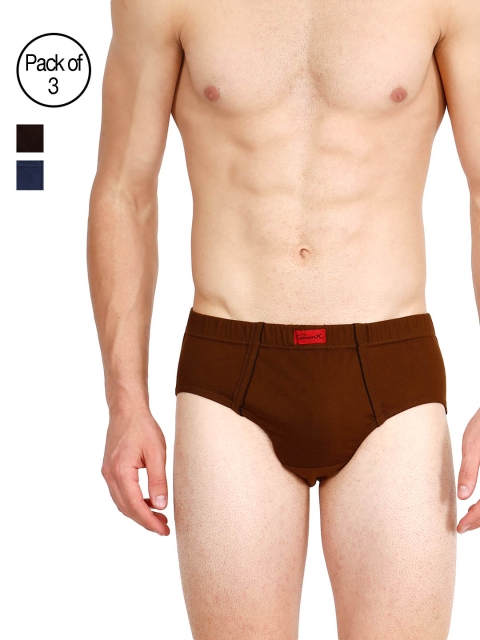 

GENX Men Pack of 3 Solid Low Rise Regular Fit Assorted Briefs, Brown