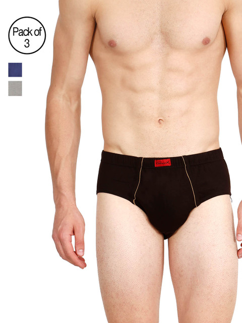 

GENX Men Pack of 3 Solid Low Rise Regular Fit Assorted Briefs, Coffee brown