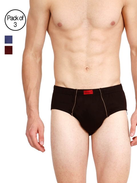 

GENX Men Pack of 3 Solid Low Rise Regular Fit Assorted Briefs, Coffee brown