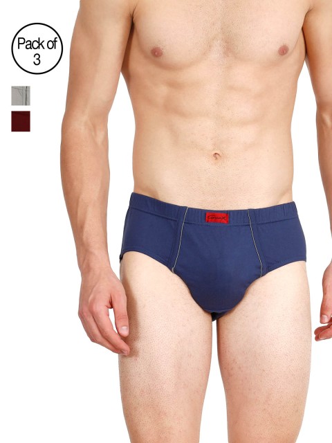 GENX Men Pack of 3 Solid Low Rise Regular Fit Assorted Briefs, Blue
