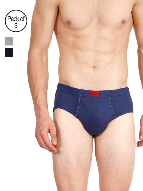 

GENX Men Pack of 3 Solid Low Rise Regular Fit Assorted Briefs, Blue