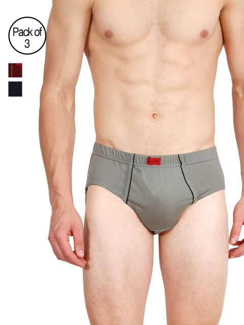 

GENX Men Pack of 3 Solid Low Rise Regular Fit Assorted Briefs, Grey