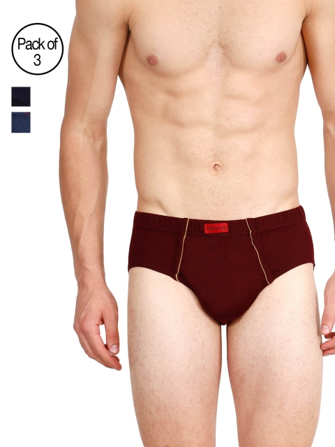 

GENX Men Pack of 3 Solid Low Rise Regular Fit Assorted Briefs, Maroon