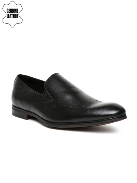 

Ruosh Men Black Leather Semiformal Slip-Ons