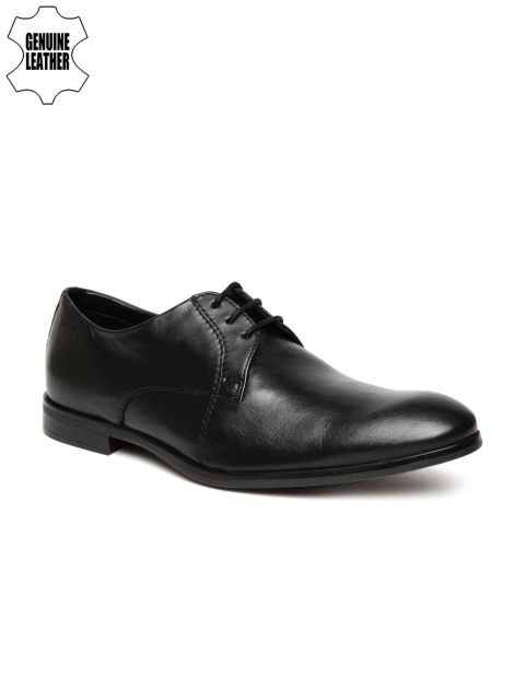 

Ruosh Men Black Leather Formal Derbys