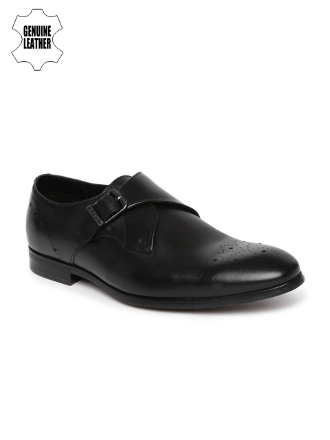 

Ruosh Men Black Genuine Leather Monk Shoes