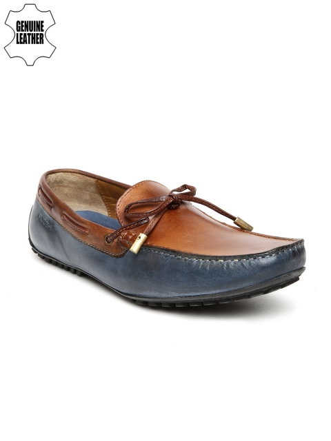 

Ruosh Men Tan Brown & Navy Colourblocked Leather Driving Shoes