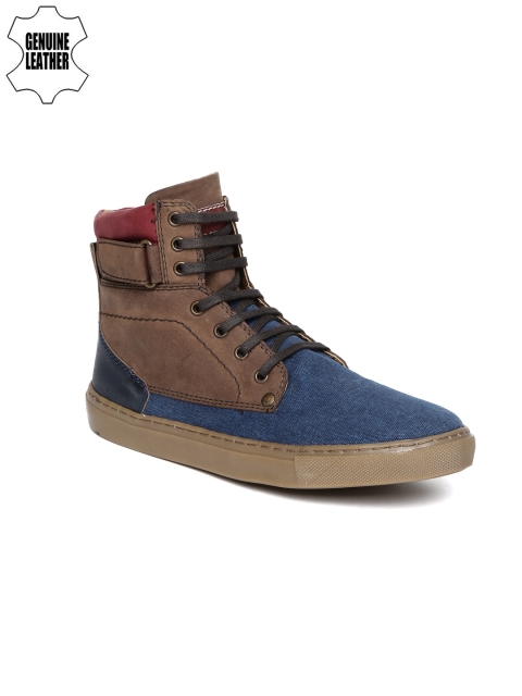 

Ruosh Men Blue Colourblocked Textile High-Top Flat Boots