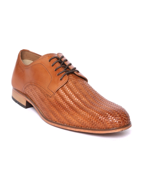 

Ruosh Men Tan Brown Leather Braided Formal Derbys