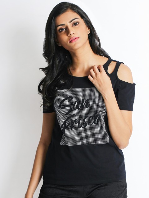 

SF JEANS by Pantaloons Women Black Printed Top