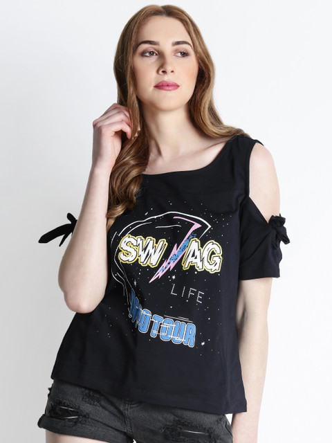 

SF JEANS by Pantaloons Women Black Printed Top