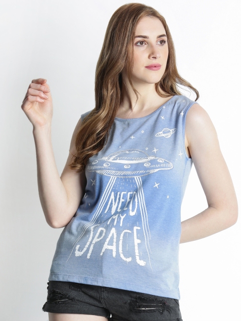 

SF JEANS by Pantaloons Women Blue Printed Top
