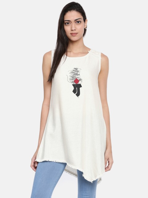 

Bronz Women Off-White Printed Tunic
