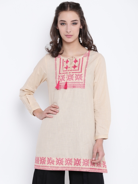 

Bronz Beige & Pink Embroidered Tunic