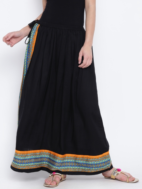 

Bronz Black & Blue Printed Maxi Skirt