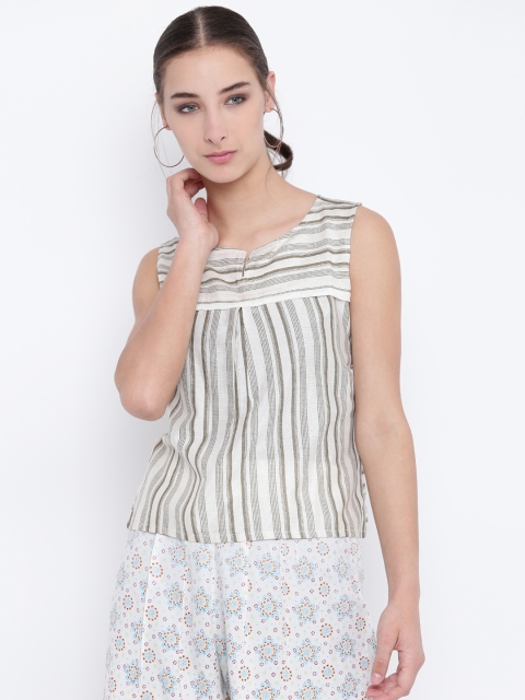 

Bronz Women Beige Printed Top