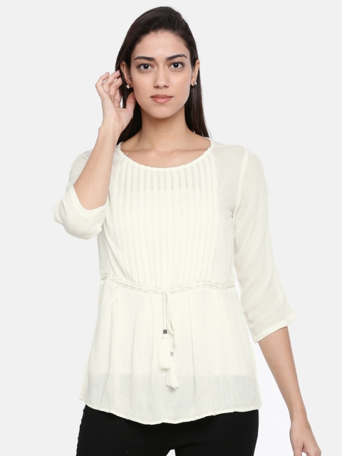

Bronz Women Off-White Solid Top