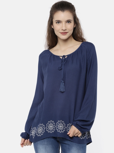 

Bronz Women Navy Printed Top, Navy blue
