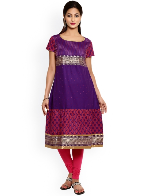 

Mytri Women Purple & Pink Printed A-Line Kurta