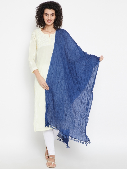 

Karigari Navy Blue Solid Dupatta
