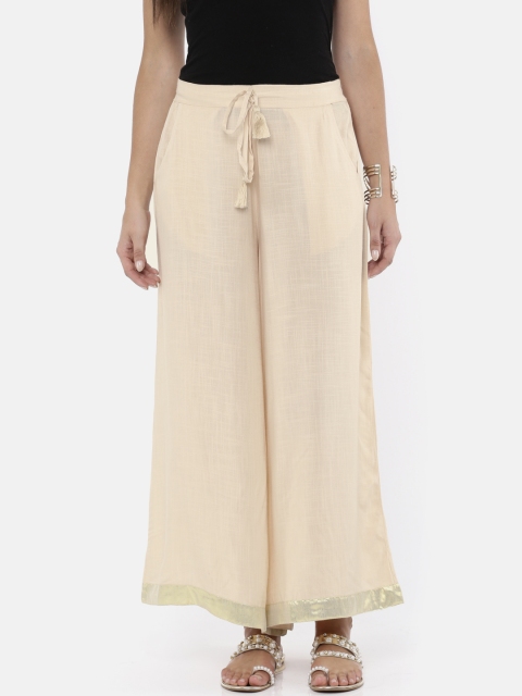 

Bronz Women Beige Wide Leg Solid Palazzos