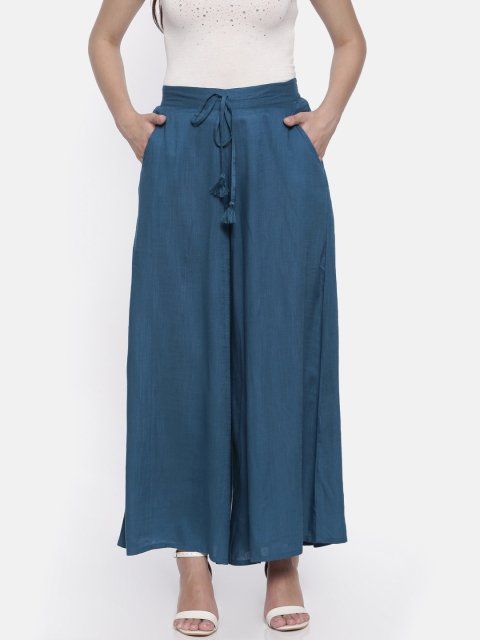 

Bronz Women Blue Solid Flared Palazzos