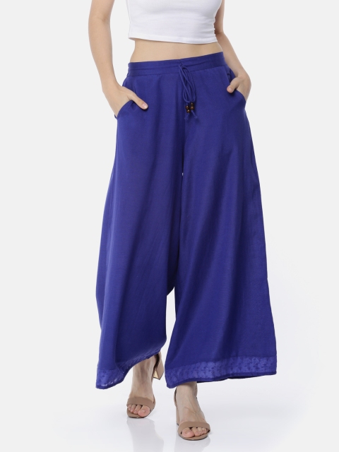 

Bronz Women Blue Wide Leg Solid Palazzos