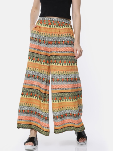 

Bronz Women Mustard Wide Leg Printed Palazzos