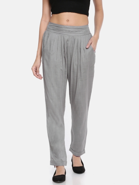 

Bronz Women Grey Slim Fit Solid Regular Trousers