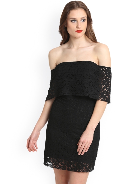 

THE SILHOUETTE STORE Women Black Self Design Sheath Dress