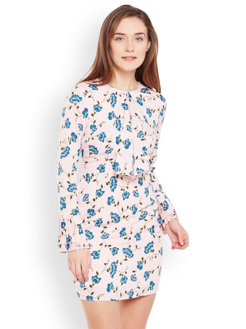 

Oxolloxo Women Pink & Blue Printed Sheath Dress