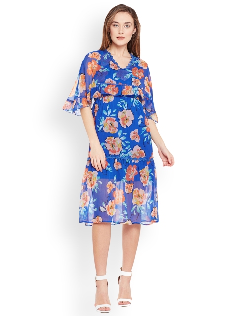 

Oxolloxo Women Blue Printed A-Line Dress